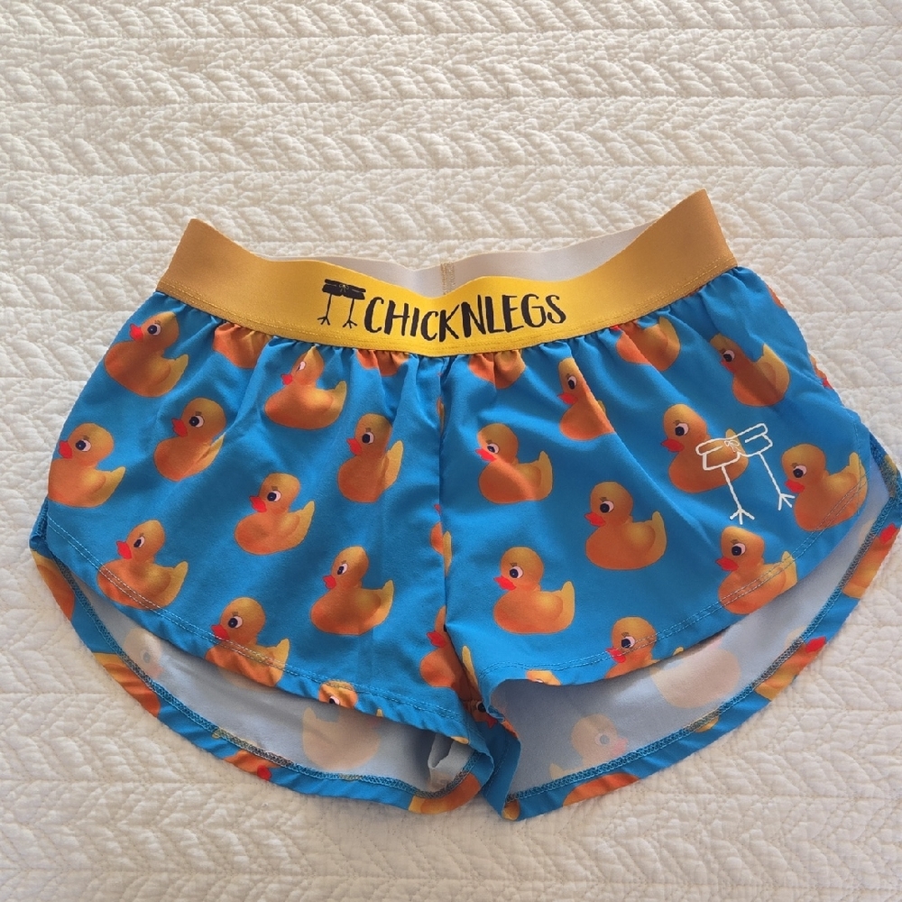 ChicknLegs Women's Blue Duck Print Athletic Shorts